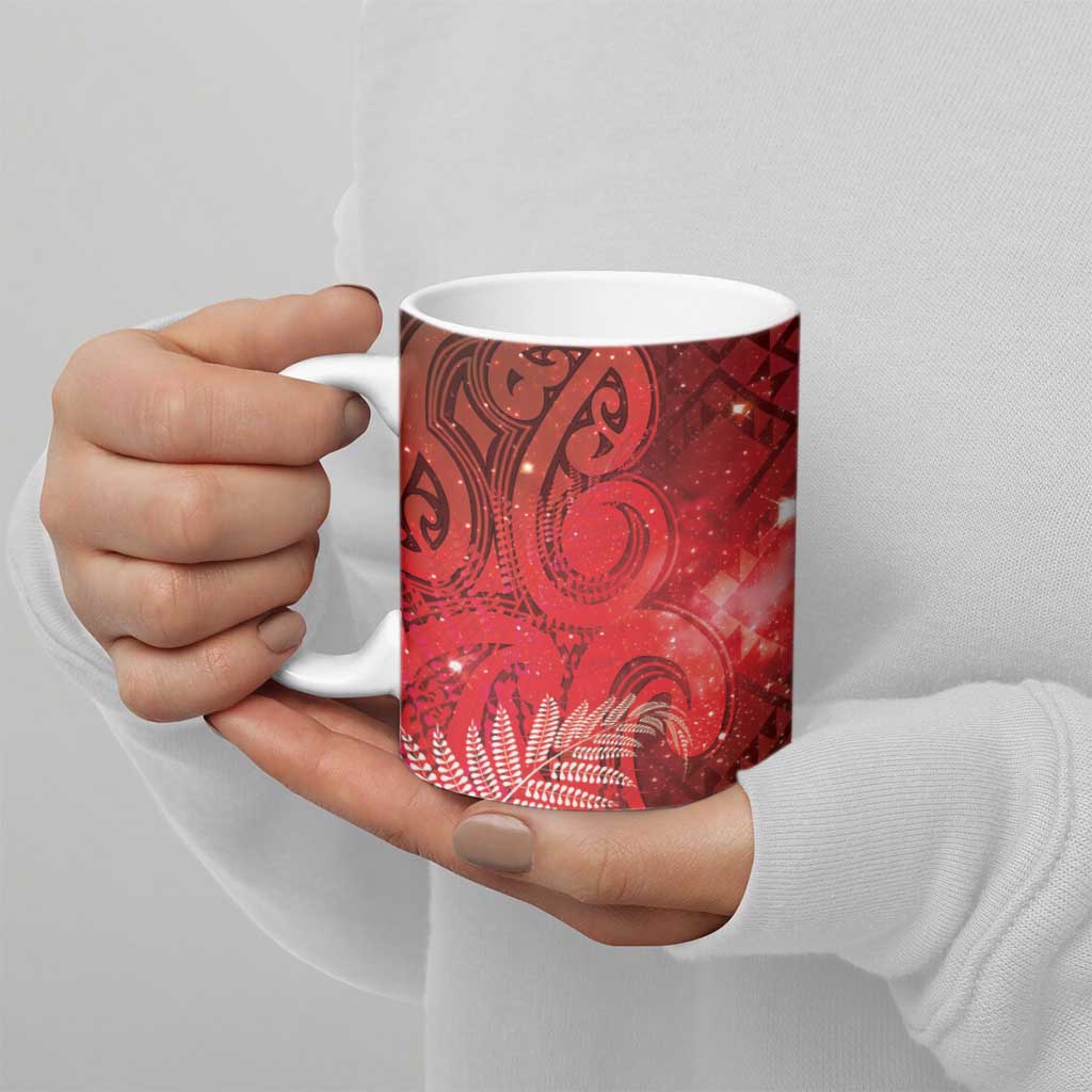Aotearoa Taniko Matariki Ceramic Mug Cosmic Red