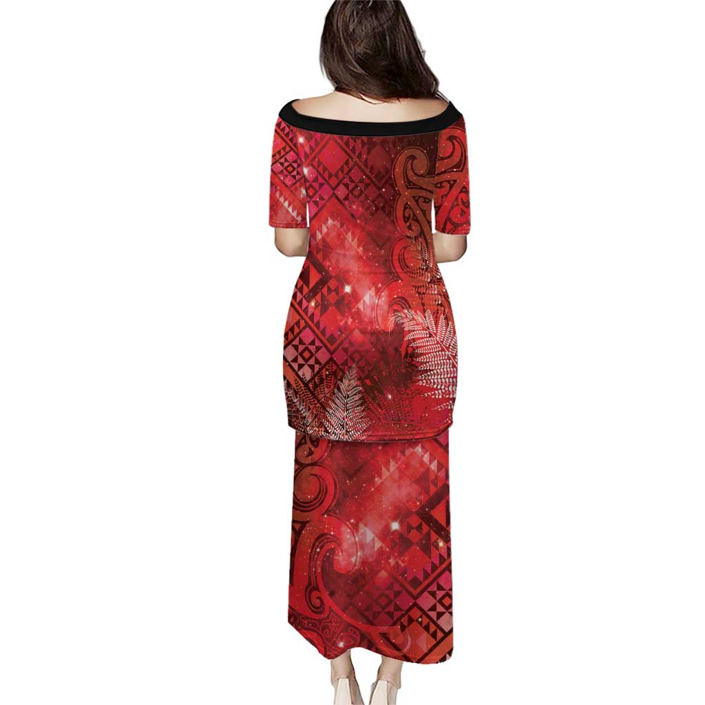 Aotearoa Taniko Matariki Family Matching Puletasi and Hawaiian Shirt Cosmic Red LT7 - Polynesian Pride