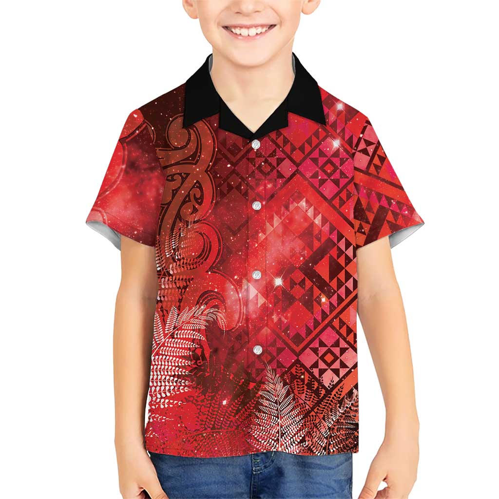 Aotearoa Taniko Matariki Kid Hawaiian Shirt Cosmic Red LT7 Kid Red - Polynesian Pride
