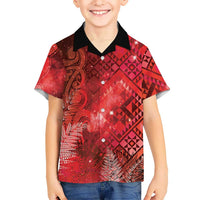 Aotearoa Taniko Matariki Kid Hawaiian Shirt Cosmic Red LT7 Kid Red - Polynesian Pride