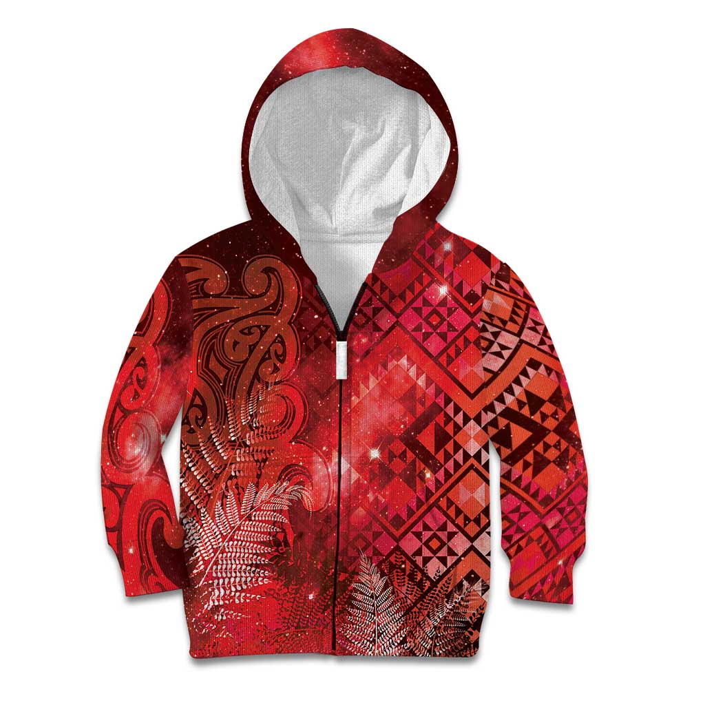 Aotearoa Taniko Matariki Kid Hoodie Cosmic Red