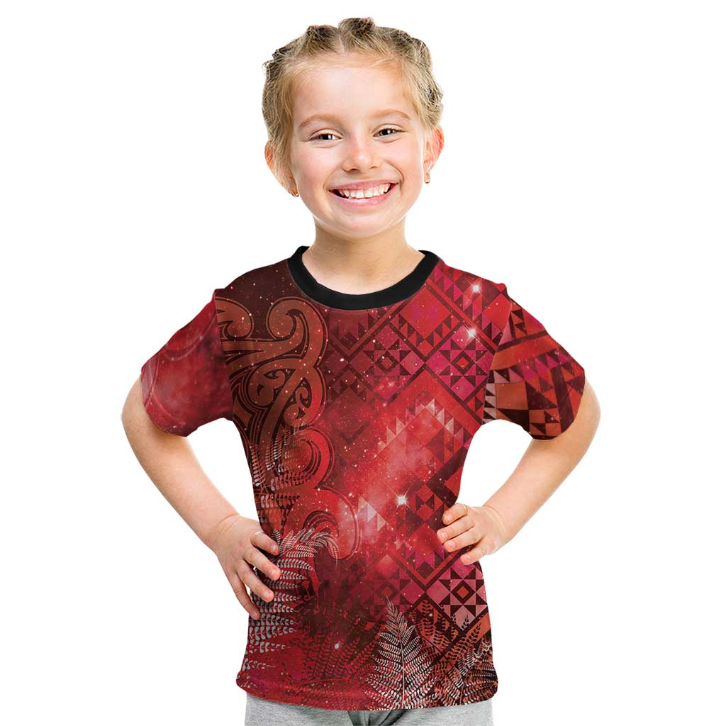 Aotearoa Taniko Matariki Kid T Shirt Cosmic Red