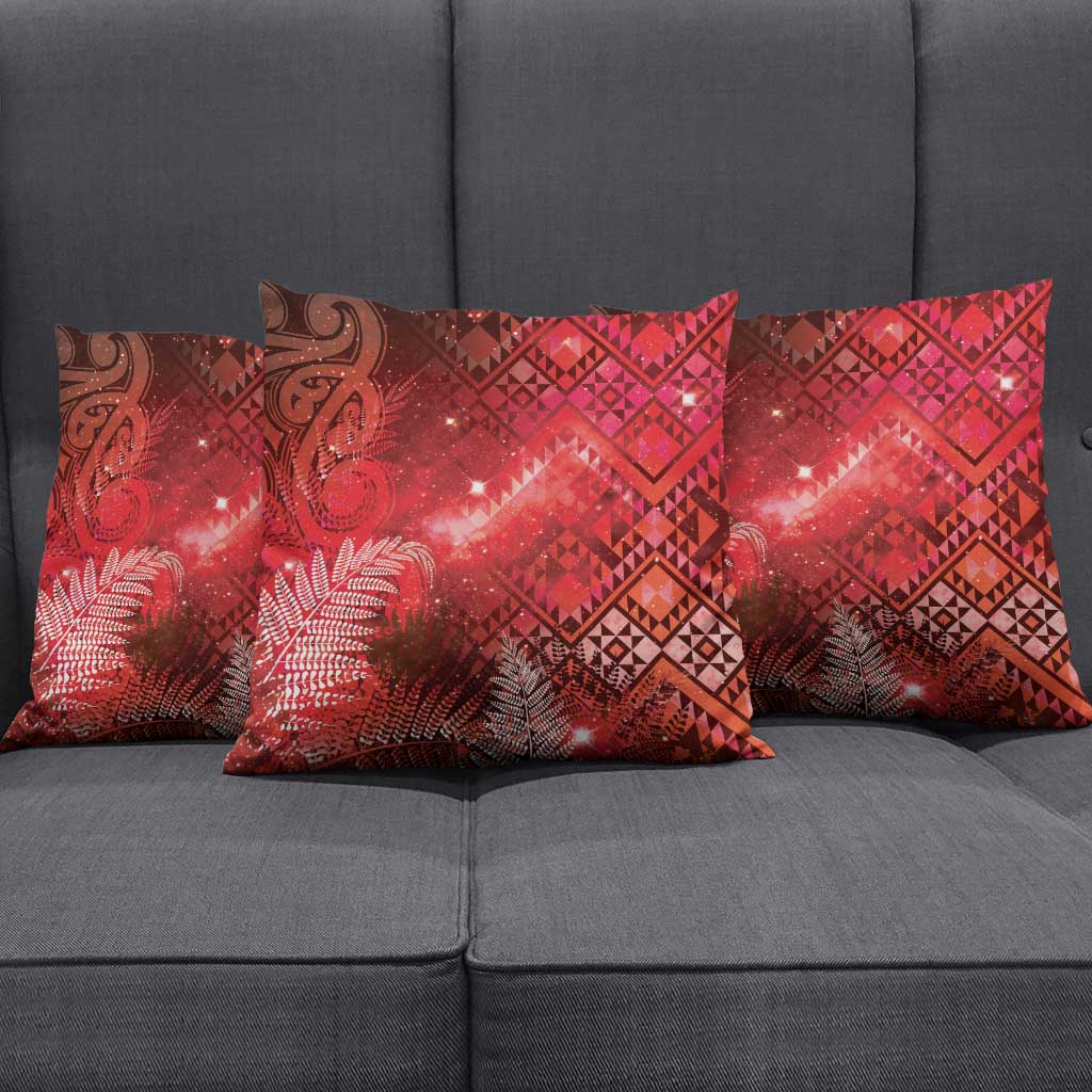 Aotearoa Taniko Matariki Pillow Cover Cosmic Red