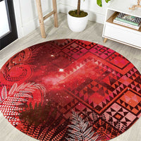 Aotearoa Taniko Matariki Round Carpet Cosmic Red