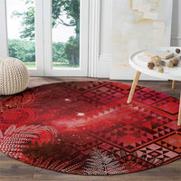 Aotearoa Taniko Matariki Round Carpet Cosmic Red