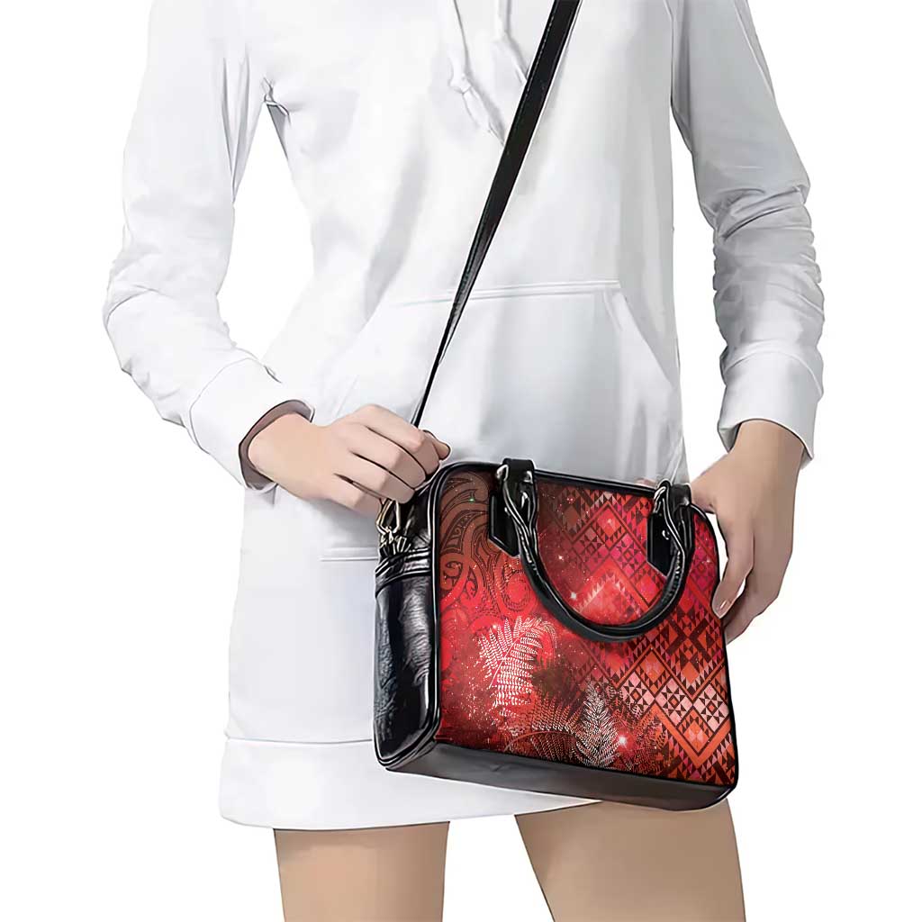 Aotearoa Taniko Matariki Shoulder Handbag Cosmic Red