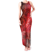 Aotearoa Taniko Matariki Tank Maxi Dress Cosmic Red LT7 Women Red - Polynesian Pride