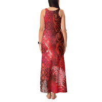 Aotearoa Taniko Matariki Tank Maxi Dress Cosmic Red LT7 - Polynesian Pride