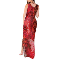 Aotearoa Taniko Matariki Tank Maxi Dress Cosmic Red LT7 - Polynesian Pride