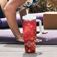 Aotearoa Taniko Matariki Tumbler With Handle Cosmic Red
