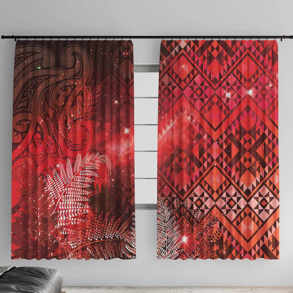 Aotearoa Taniko Matariki Window Curtain Cosmic Red