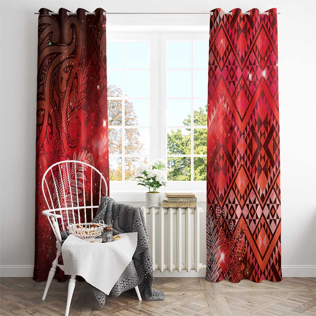 Aotearoa Taniko Matariki Window Curtain Cosmic Red