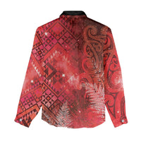 Aotearoa Taniko Matariki Women Casual Shirt Cosmic Red