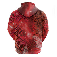 Aotearoa Taniko Matariki Zip Hoodie Cosmic Red