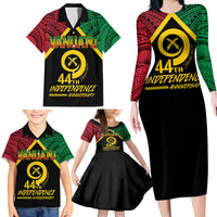 Vanuatu 44th Independence Anniversary Family Matching Long Sleeve Bodycon Dress and Hawaiian Shirt LT7 - Polynesian Pride