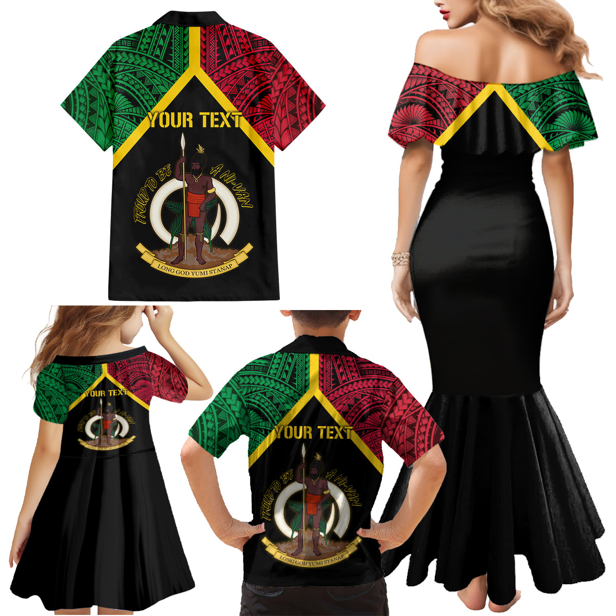 Vanuatu 44th Independence Anniversary Family Matching Mermaid Dress and Hawaiian Shirt LT7 - Polynesian Pride