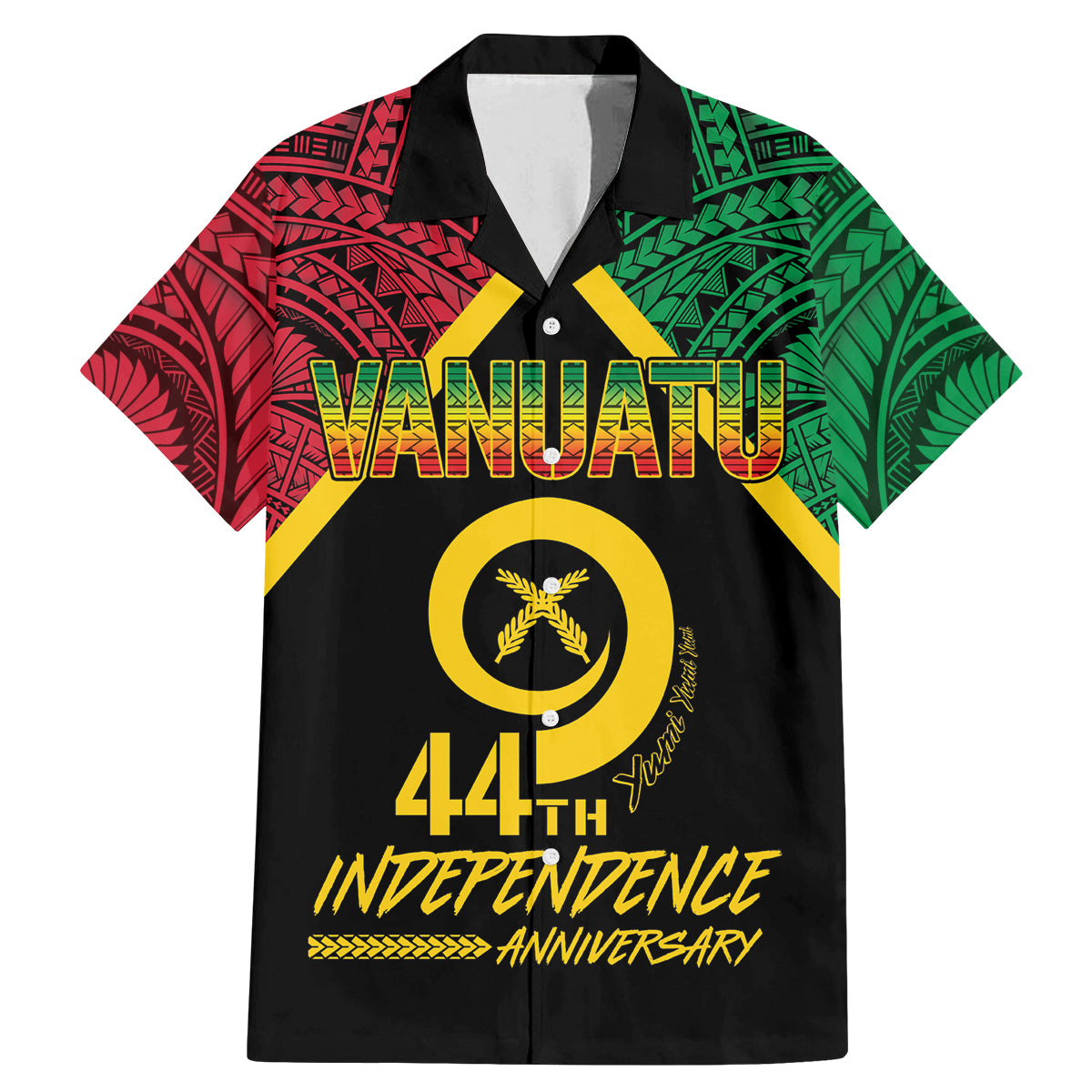 Vanuatu 44th Independence Anniversary Family Matching Mermaid Dress and Hawaiian Shirt LT7 Dad's Shirt - Short Sleeve Colorful - Polynesian Pride