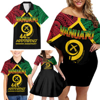 Vanuatu 44th Independence Anniversary Family Matching Off Shoulder Short Dress and Hawaiian Shirt LT7 - Polynesian Pride