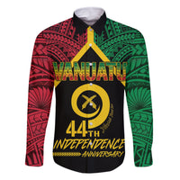 Vanuatu 44th Independence Anniversary Family Matching Off Shoulder Short Dress and Hawaiian Shirt LT7 Dad's Shirt - Long Sleeve Colorful - Polynesian Pride