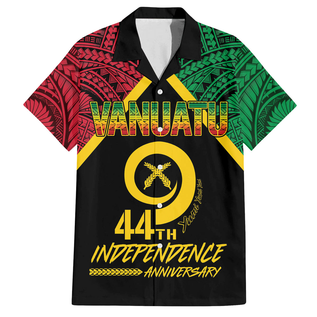 Vanuatu 44th Independence Anniversary Family Matching Summer Maxi Dress and Hawaiian Shirt LT7 Dad's Shirt - Short Sleeve Colorful - Polynesian Pride