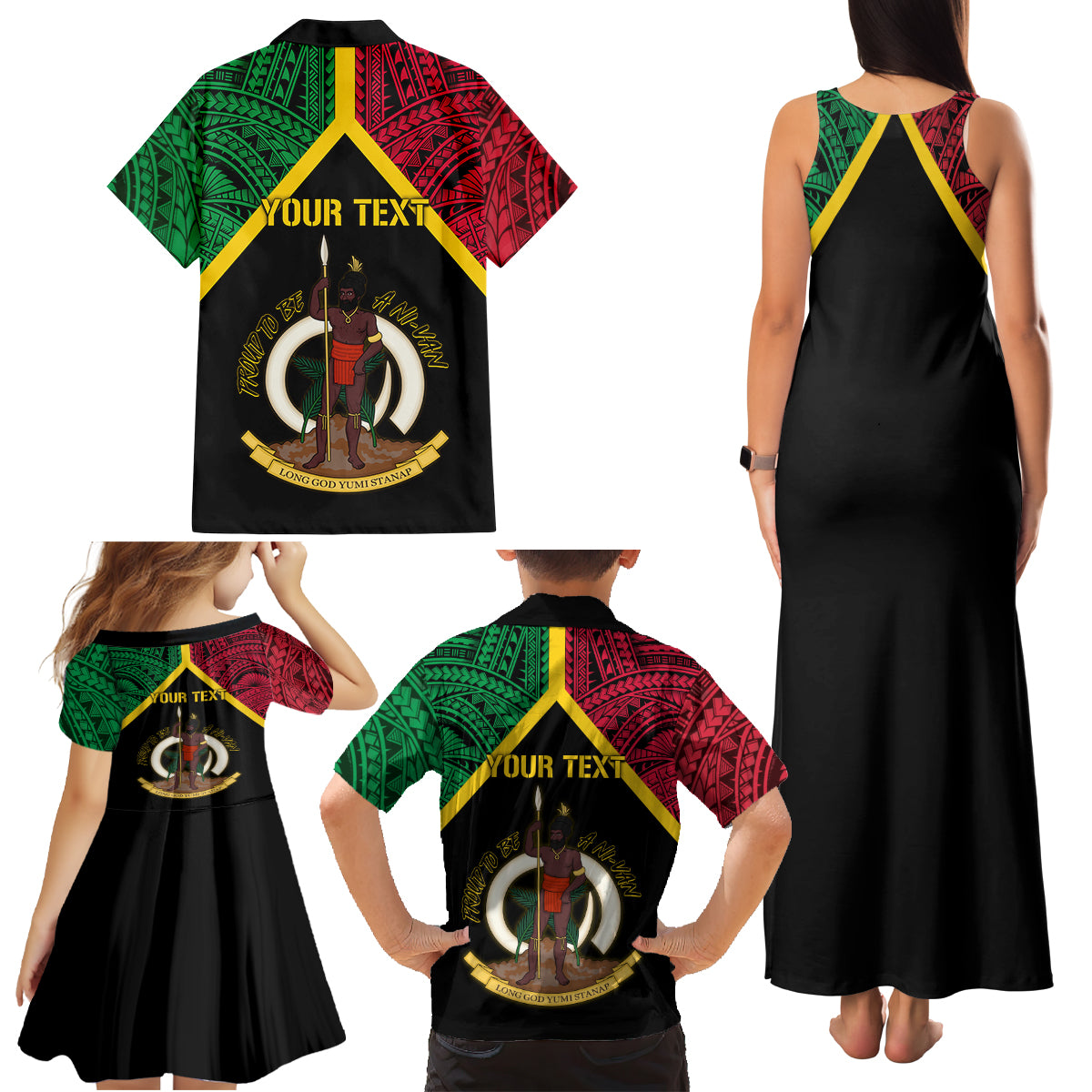 Vanuatu 44th Independence Anniversary Family Matching Tank Maxi Dress and Hawaiian Shirt LT7 - Polynesian Pride