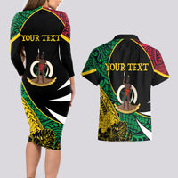 Vanuatu Independence Day Yumi 44 Couples Matching Long Sleeve Bodycon Dress and Hawaiian Shirt LT7 - Polynesian Pride