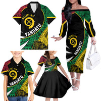 Vanuatu Independence Day Yumi 44 Family Matching Off The Shoulder Long Sleeve Dress and Hawaiian Shirt LT7 - Polynesian Pride