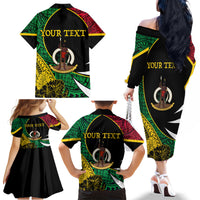Vanuatu Independence Day Yumi 44 Family Matching Off The Shoulder Long Sleeve Dress and Hawaiian Shirt LT7 - Polynesian Pride