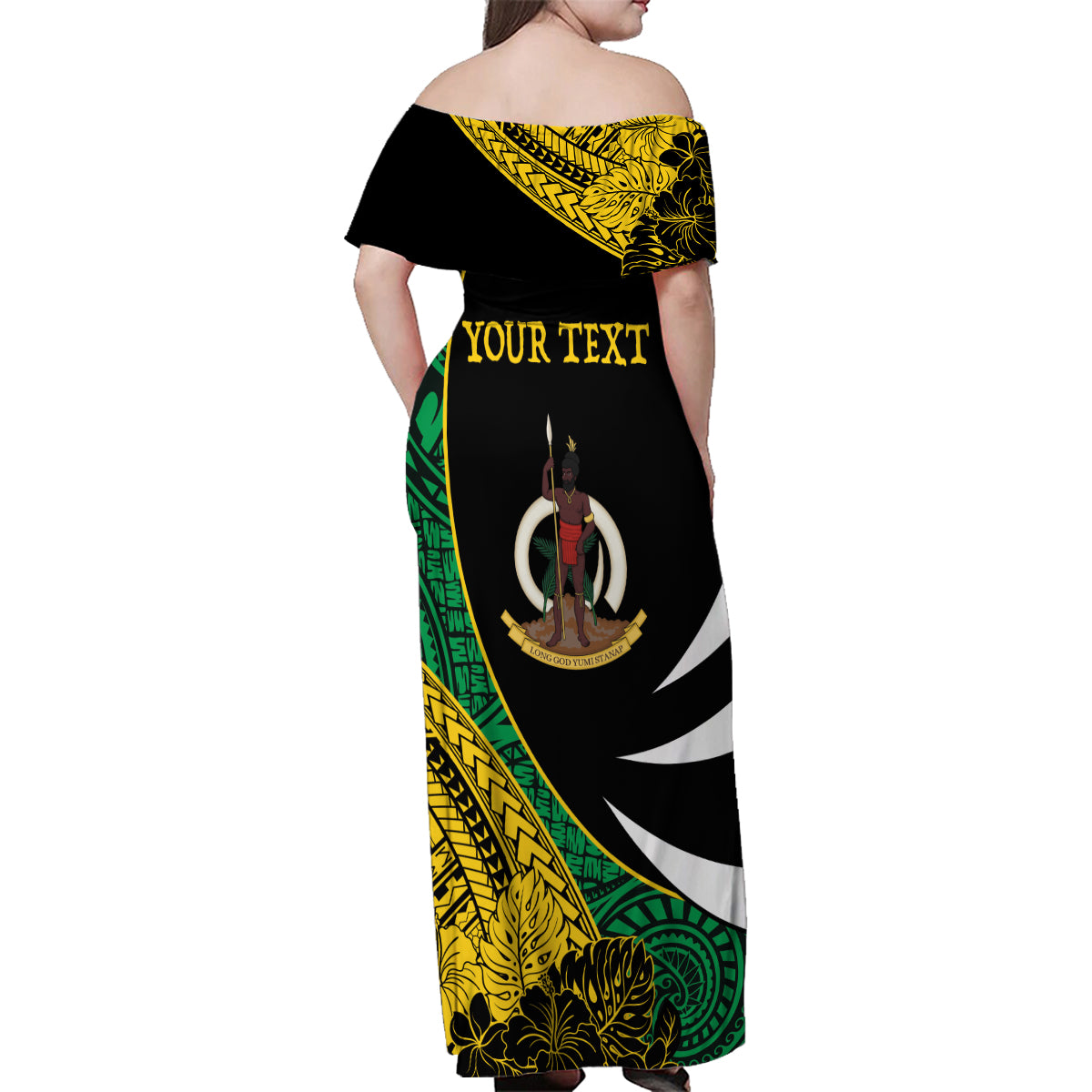 Vanuatu Independence Day Yumi 44 Family Matching Off Shoulder Maxi Dress and Hawaiian Shirt LT7 - Polynesian Pride