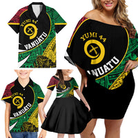 Vanuatu Independence Day Yumi 44 Family Matching Off Shoulder Short Dress and Hawaiian Shirt LT7 - Polynesian Pride