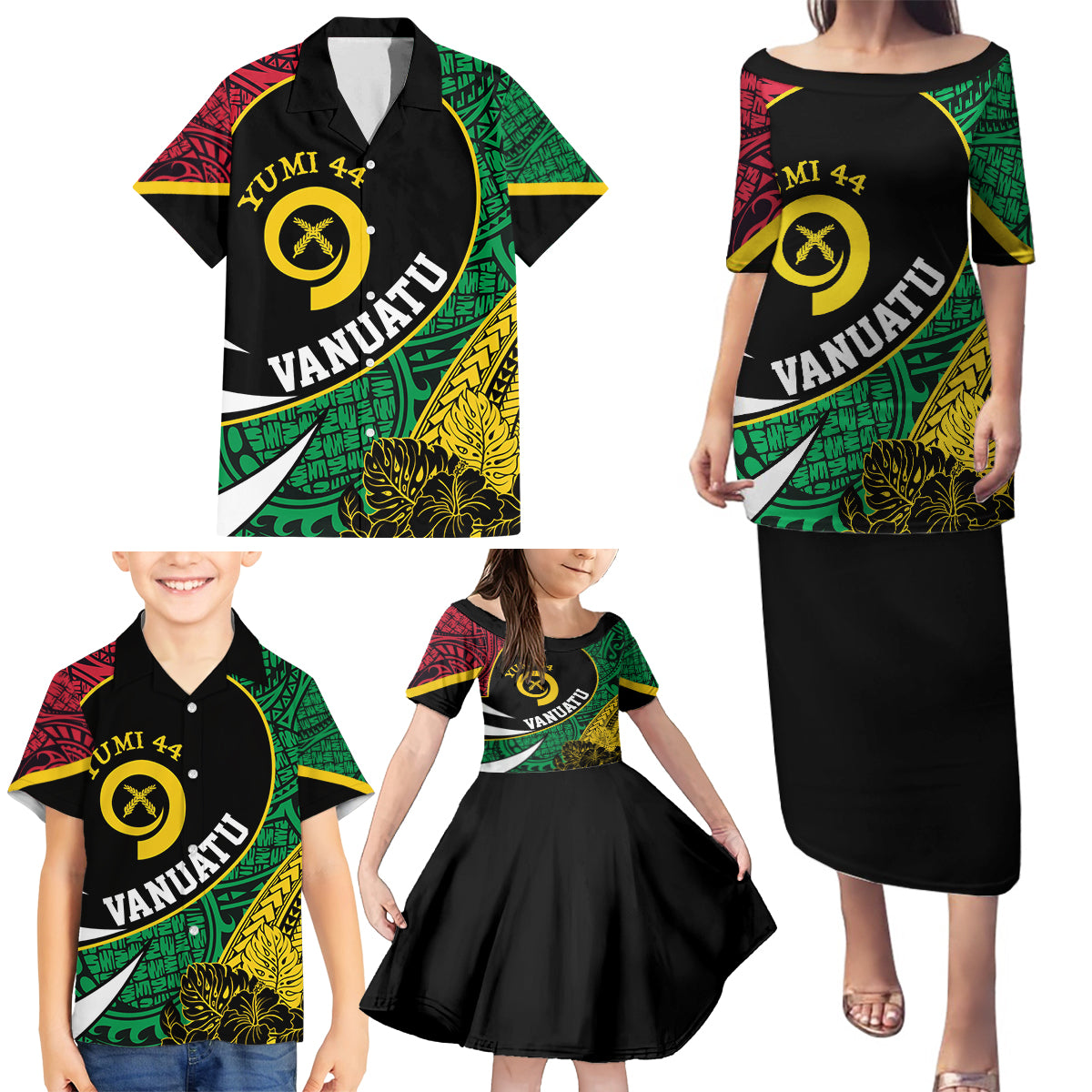 Vanuatu Independence Day Yumi 44 Family Matching Puletasi and Hawaiian Shirt LT7 - Polynesian Pride