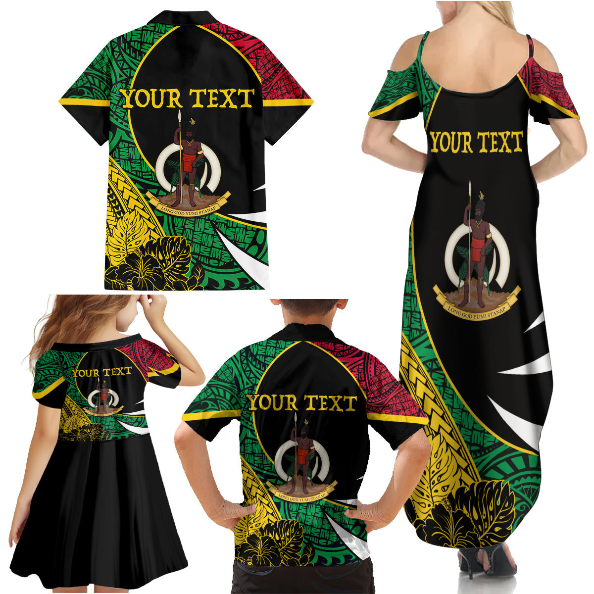 Vanuatu Independence Day Yumi 44 Family Matching Summer Maxi Dress and Hawaiian Shirt LT7 - Polynesian Pride