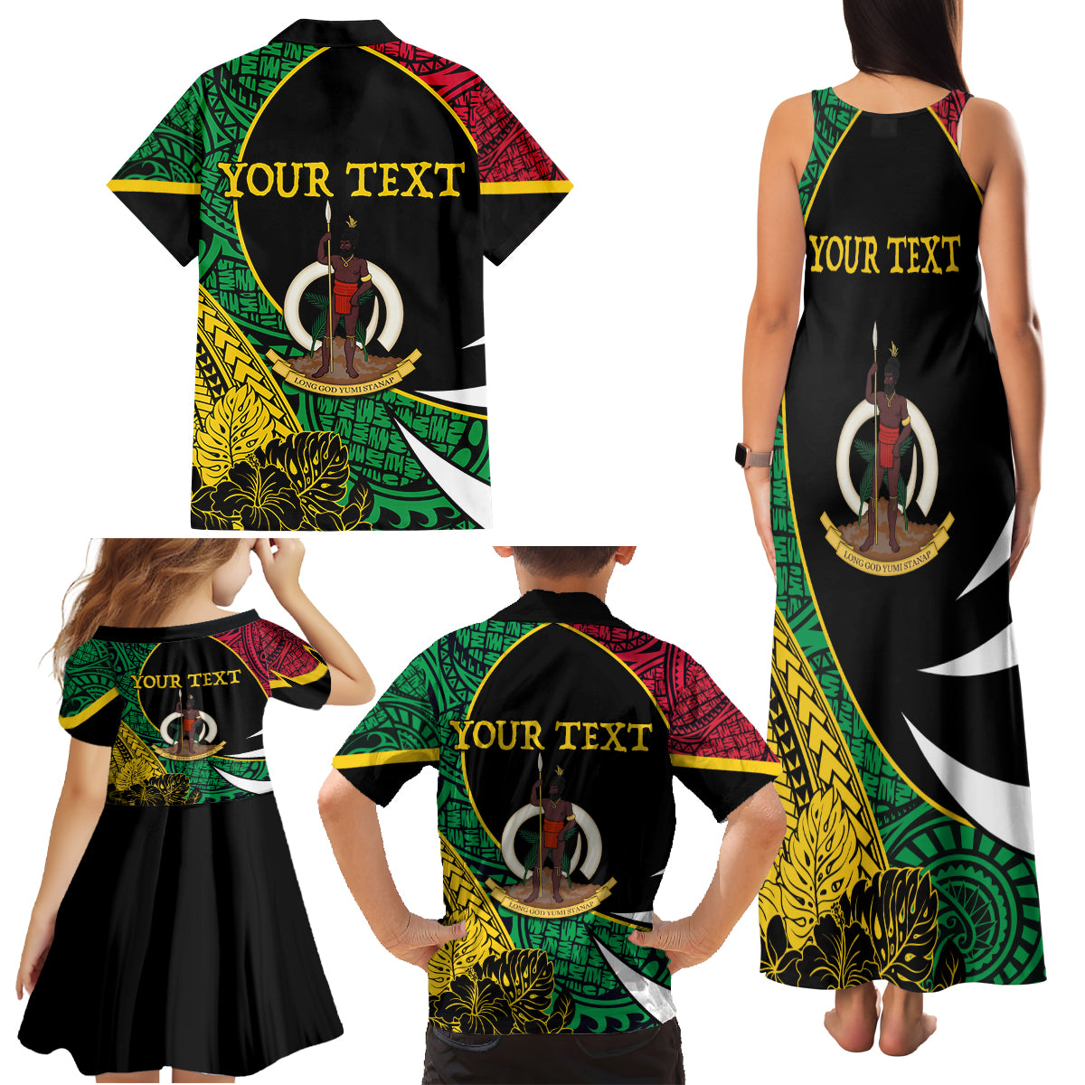 Vanuatu Independence Day Yumi 44 Family Matching Tank Maxi Dress and Hawaiian Shirt LT7 - Polynesian Pride