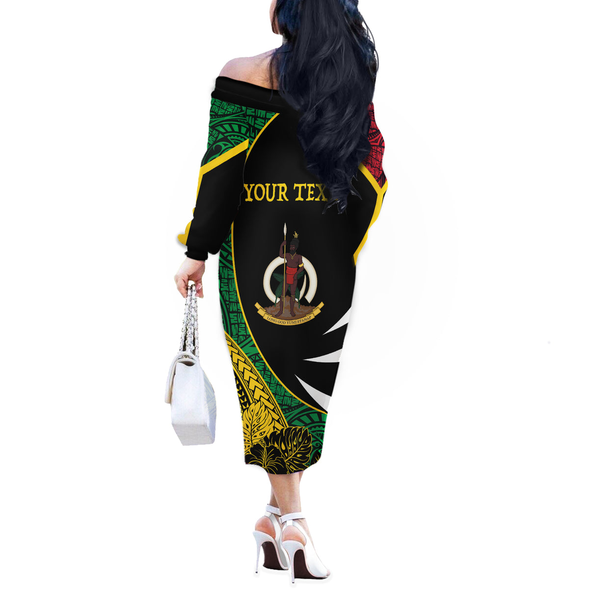 Vanuatu Independence Day Yumi 44 Off The Shoulder Long Sleeve Dress