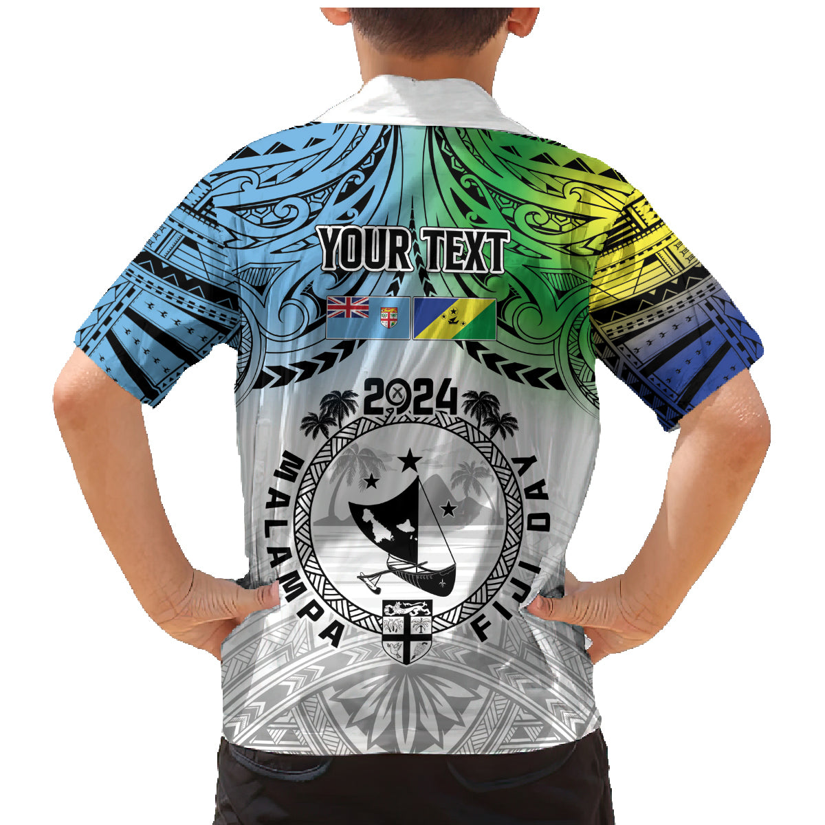 Malampa Fiji Day Family Matching Mermaid Dress and Hawaiian Shirt Gradient Style LT7 - Polynesian Pride