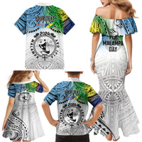 Malampa Fiji Day Family Matching Mermaid Dress and Hawaiian Shirt Gradient Style LT7 - Polynesian Pride