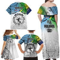 Malampa Fiji Day Family Matching Off Shoulder Maxi Dress and Hawaiian Shirt Gradient Style LT7 - Polynesian Pride