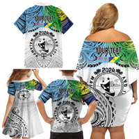 Malampa Fiji Day Family Matching Off Shoulder Short Dress and Hawaiian Shirt Gradient Style LT7 - Polynesian Pride