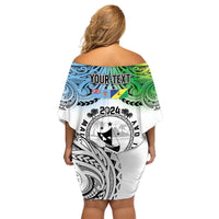Malampa Fiji Day Family Matching Off Shoulder Short Dress and Hawaiian Shirt Gradient Style LT7 - Polynesian Pride