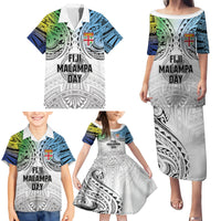 Malampa Fiji Day Family Matching Puletasi and Hawaiian Shirt Gradient Style LT7 - Polynesian Pride