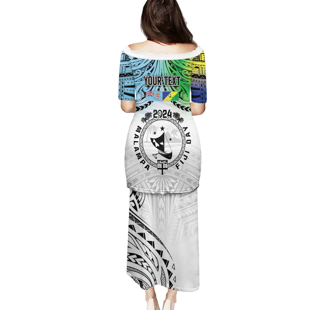 Malampa Fiji Day Family Matching Puletasi and Hawaiian Shirt Gradient Style LT7 - Polynesian Pride