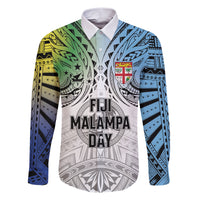 Malampa Fiji Day Family Matching Short Sleeve Bodycon Dress and Hawaiian Shirt Gradient Style LT7 Dad's Shirt - Long Sleeve White - Polynesian Pride