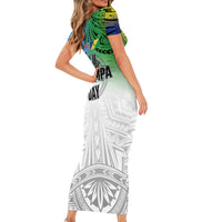 Malampa Fiji Day Family Matching Short Sleeve Bodycon Dress and Hawaiian Shirt Gradient Style LT7 - Polynesian Pride
