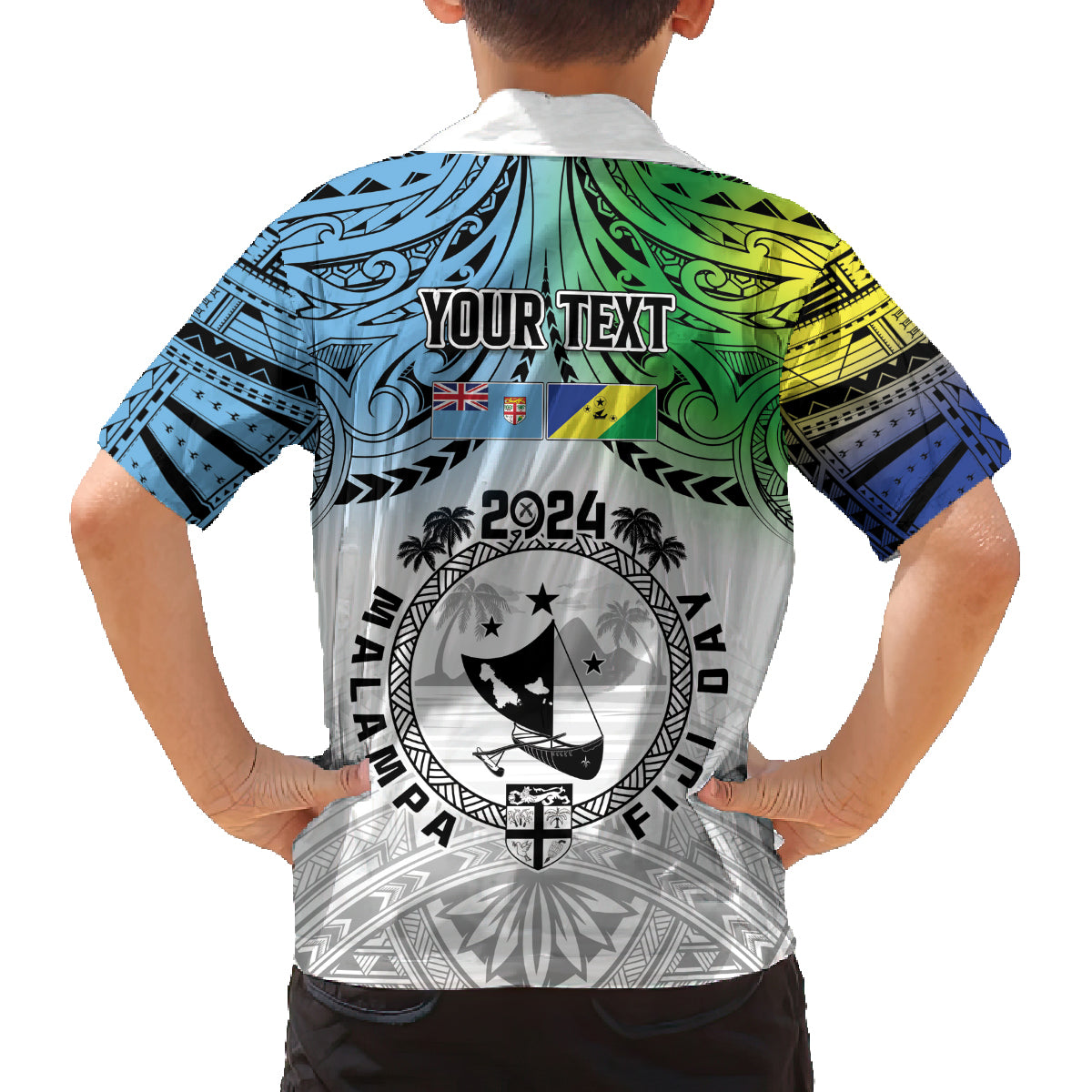 Malampa Fiji Day Family Matching Tank Maxi Dress and Hawaiian Shirt Gradient Style LT7 - Polynesian Pride