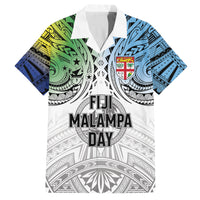 Malampa Fiji Day Family Matching Tank Maxi Dress and Hawaiian Shirt Gradient Style LT7 Dad's Shirt - Short Sleeve White - Polynesian Pride