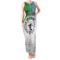 Malampa Fiji Day Family Matching Tank Maxi Dress and Hawaiian Shirt Gradient Style LT7 Mom's Dress White - Polynesian Pride