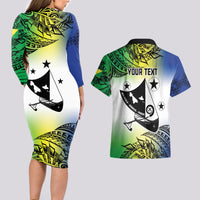 Malampa Day Couples Matching Long Sleeve Bodycon Dress and Hawaiian Shirt Emblem Gradient Style LT7 - Polynesian Pride