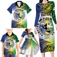Malampa Day Family Matching Long Sleeve Bodycon Dress and Hawaiian Shirt Emblem Gradient Style LT7 - Polynesian Pride
