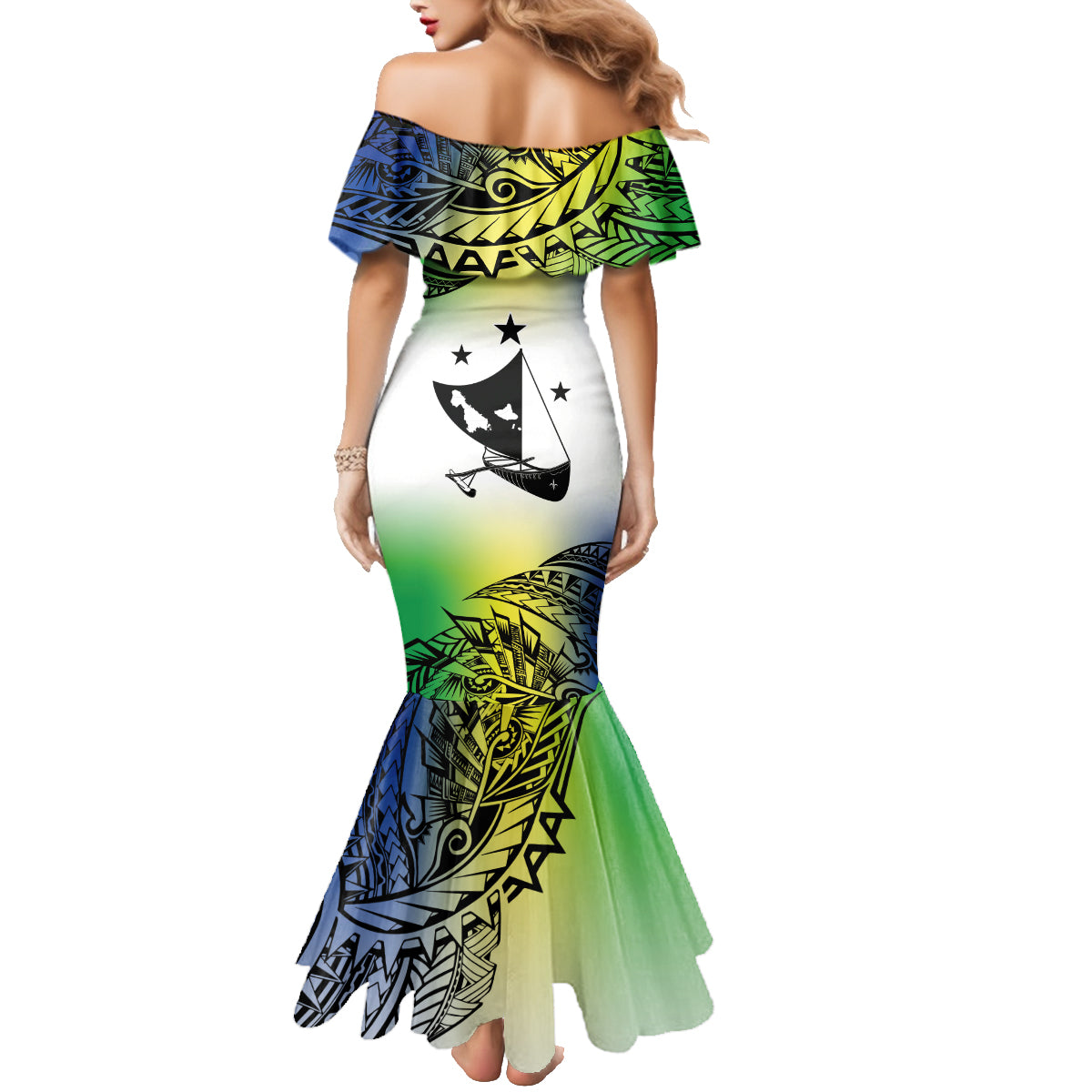 Malampa Day Family Matching Mermaid Dress and Hawaiian Shirt Emblem Gradient Style LT7 - Polynesian Pride