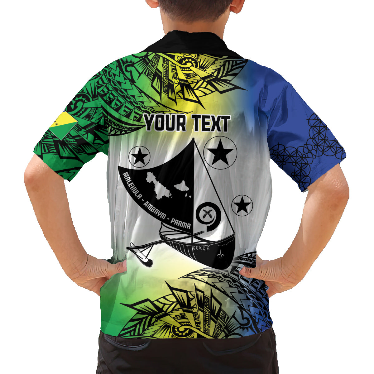 Malampa Day Family Matching Off The Shoulder Long Sleeve Dress and Hawaiian Shirt Emblem Gradient Style LT7 - Polynesian Pride